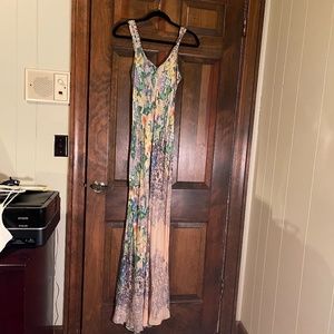 Johnny waas silk maxi floral tank dress